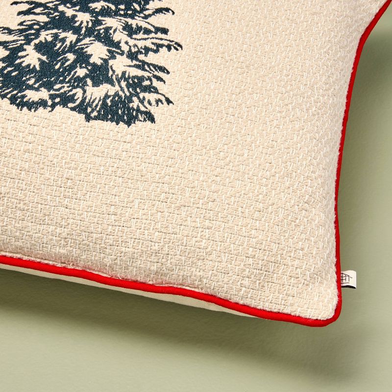 slide 4 of 4, Hearth & Hand with Magnolia 16"x16" Tree Icon Toss Square Pillow Cream/Red Edge - Hearth & Hand™ with Magnolia, 1 ct