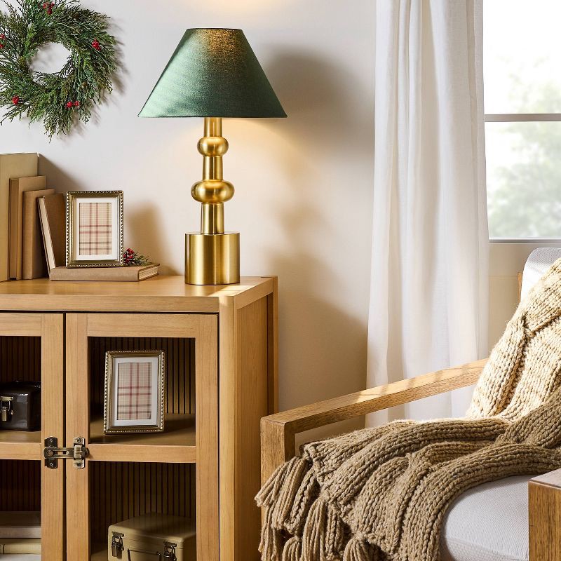 slide 2 of 4, Hearth & Hand with Magnolia Vintage Brass with Green Shade Table Lamp - Hearth & Hand™ with Magnolia, 1 ct