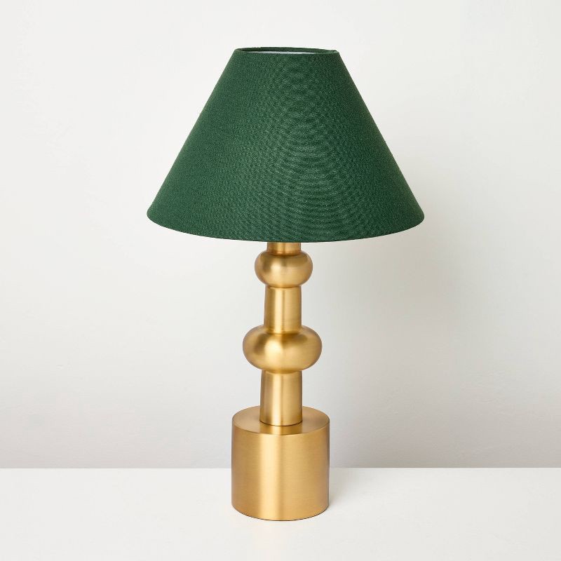 slide 1 of 4, Hearth & Hand with Magnolia Vintage Brass with Green Shade Table Lamp - Hearth & Hand™ with Magnolia, 1 ct
