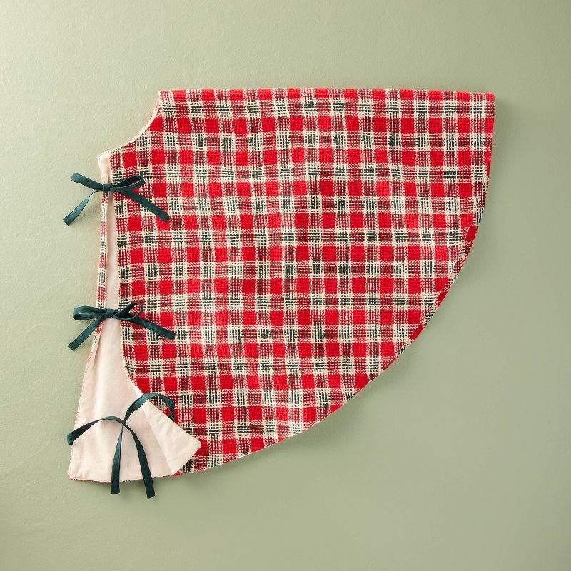 slide 1 of 3, Hearth & Hand with Magnolia 52" Plaid Chunky Woven Tree Skirt Vintage Red - Hearth & Hand™ with Magnolia, 1 ct