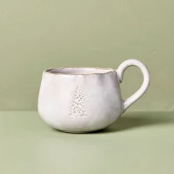 Hearth & Hand with Magnolia 13.5oz Stoneware Debossed Tree Holiday Mug Sour Cream - Hearth & Hand™ with Magnolia