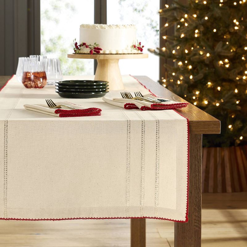 slide 2 of 3, Hearth & Hand with Magnolia 90"x20" Red Trim Table Runner - Hearth & Hand™ with Magnolia, 1 ct