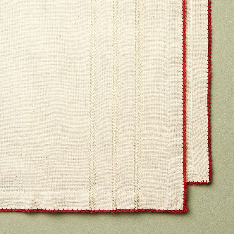 slide 3 of 3, Hearth & Hand with Magnolia 90"x20" Red Trim Table Runner - Hearth & Hand™ with Magnolia, 1 ct
