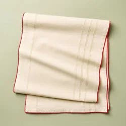 Hearth & Hand with Magnolia 90"x20" Red Trim Table Runner - Hearth & Hand™ with Magnolia