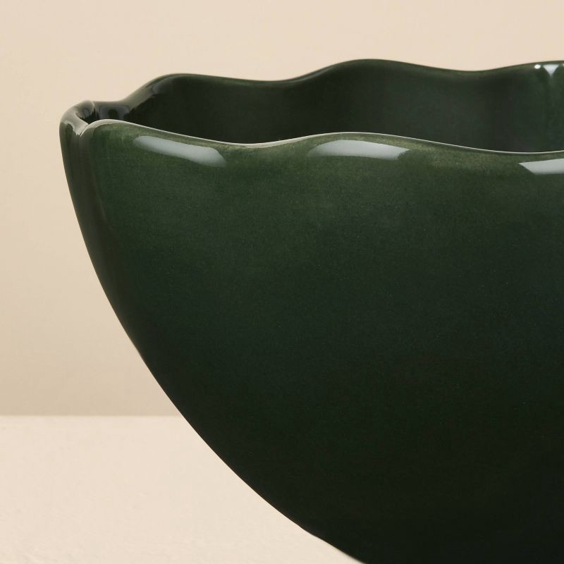 slide 3 of 3, Hearth & Hand with Magnolia 2.8L Stoneware Reactive Glaze Footed Serve Bowl Green - Hearth & Hand™ with Magnolia, 2.8 liter