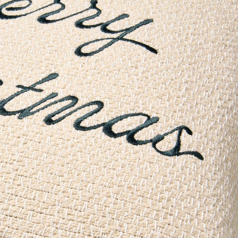 slide 3 of 4, Hearth & Hand with Magnolia 16"x16" 'Merry Christmas' Icon Square Toss Pillow Cream/Red Edge - Hearth & Hand™ with Magnolia, 1 ct