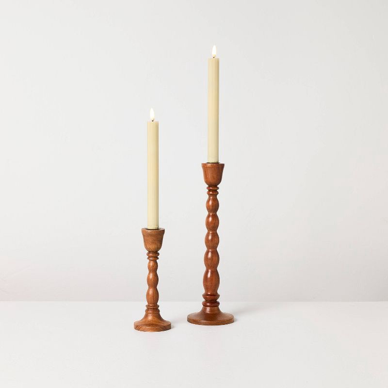 slide 3 of 4, Hearth & Hand with Magnolia 6pk 10" Ribbed Flameless Taper Candles Cream - Hearth & Hand™ with Magnolia, 6 ct