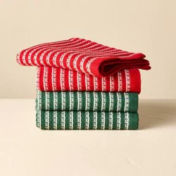 Hearth & Hand with Magnolia Set of 4 Dish Cloths Red/Green - Hearth & Hand™ with Magnolia
