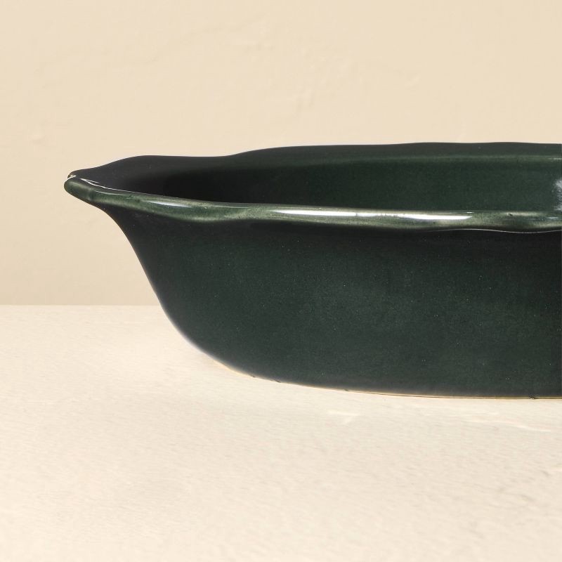 slide 3 of 3, Hearth & Hand with Magnolia 8" Stoneware Carved Ribbed Edge Grain Bowl Green - Hearth & Hand™ with Magnolia, 1 ct