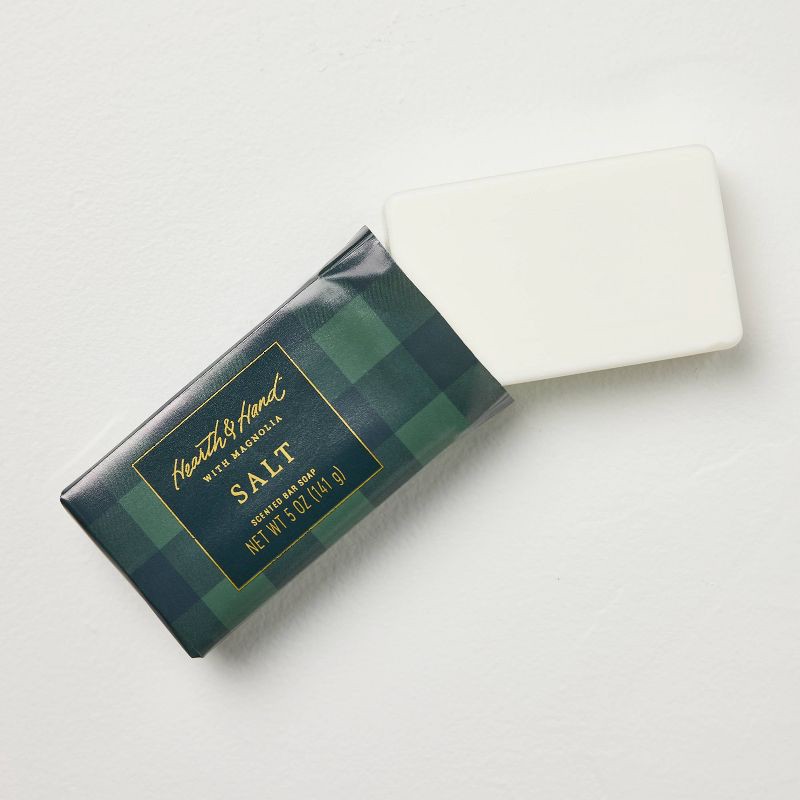 slide 3 of 4, Hearth & Hand with Magnolia Salt Scented Bar Soap Green Gingham 5oz - Hearth & Hand™ with Magnolia, 5 oz