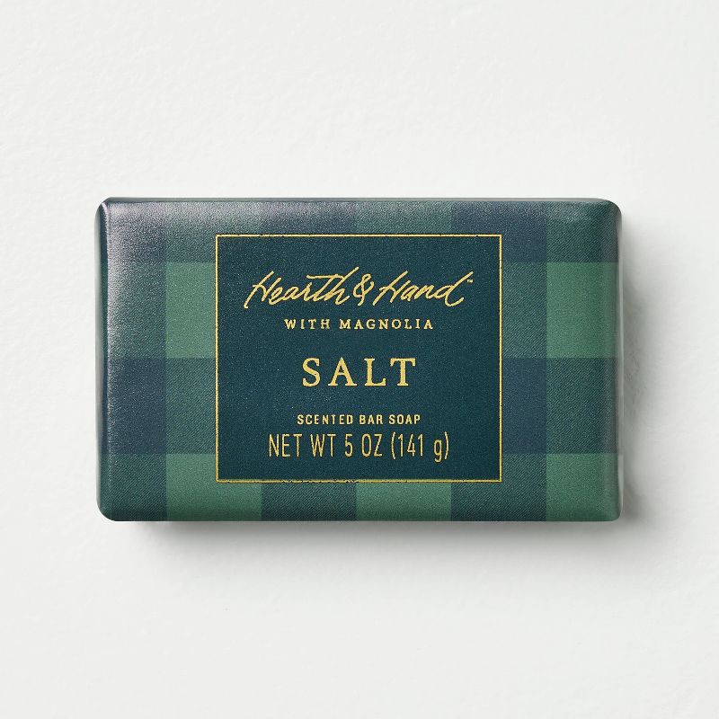 slide 1 of 4, Hearth & Hand with Magnolia Salt Scented Bar Soap Green Gingham 5oz - Hearth & Hand™ with Magnolia, 5 oz