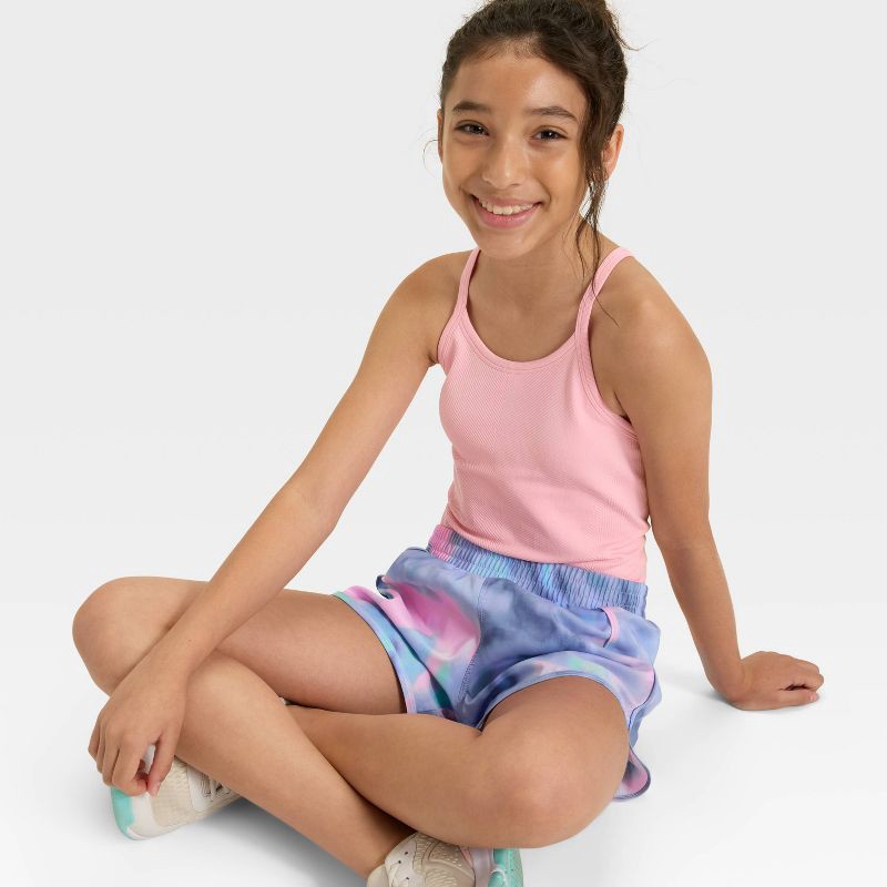 slide 3 of 3, Girls' Run Shorts - All In Motion™ Blue M, 1 ct