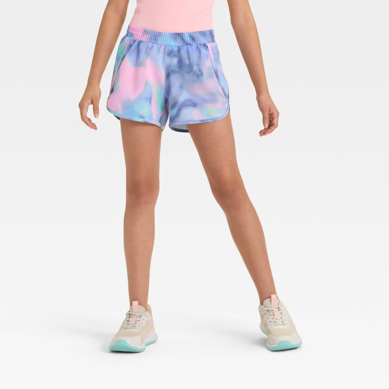 slide 1 of 3, Girls' Run Shorts - All In Motion™ Blue L, 1 ct