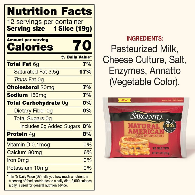 slide 3 of 6, Sargento Sliced American Cheese - 8oz, 8 oz