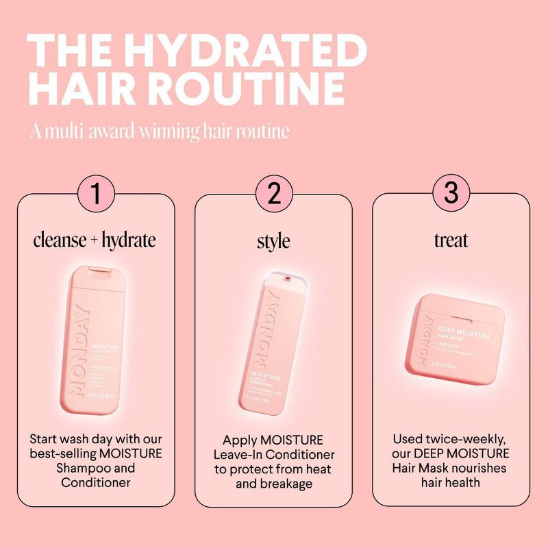 slide 9 of 11, MONDAY Moisture Mini Conditioner - Travel Size - 3oz, 3 oz