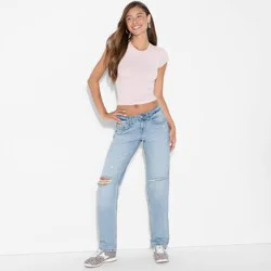 Women's Mid-Rise Straight Jeans - Wild Fable™ Light Wash 4