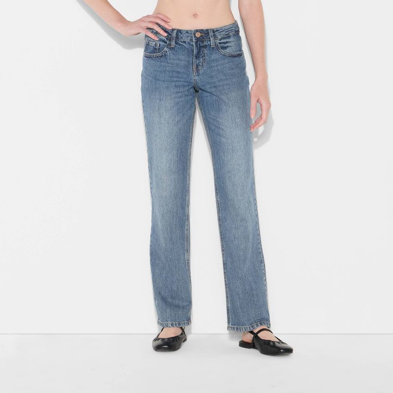 slide 2 of 3, Women's Mid-Rise Straight Jeans - Wild Fable™ Medium Wash 8, 1 ct