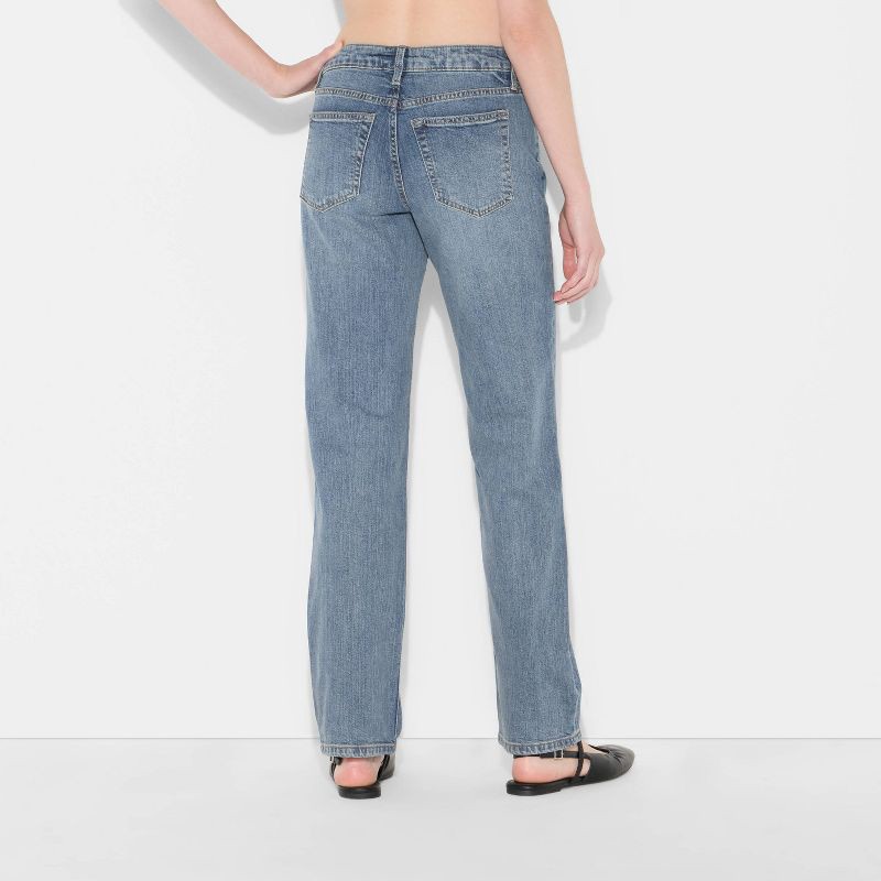 slide 3 of 3, Women's Mid-Rise Straight Jeans - Wild Fable™ Medium Wash 14, 1 ct