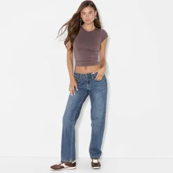 Women's Mid-Rise Straight Jeans - Wild Fable™ Dark Wash 14