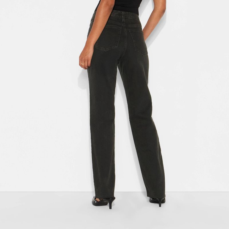 slide 3 of 3, Women's Mid-Rise Straight Jeans - Wild Fable™ Black Denim 2, 1 ct