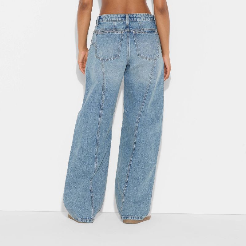slide 3 of 3, Women's Mid-Rise Must Have Barrel Jeans - Wild Fable™ Light Wash 14, 1 ct
