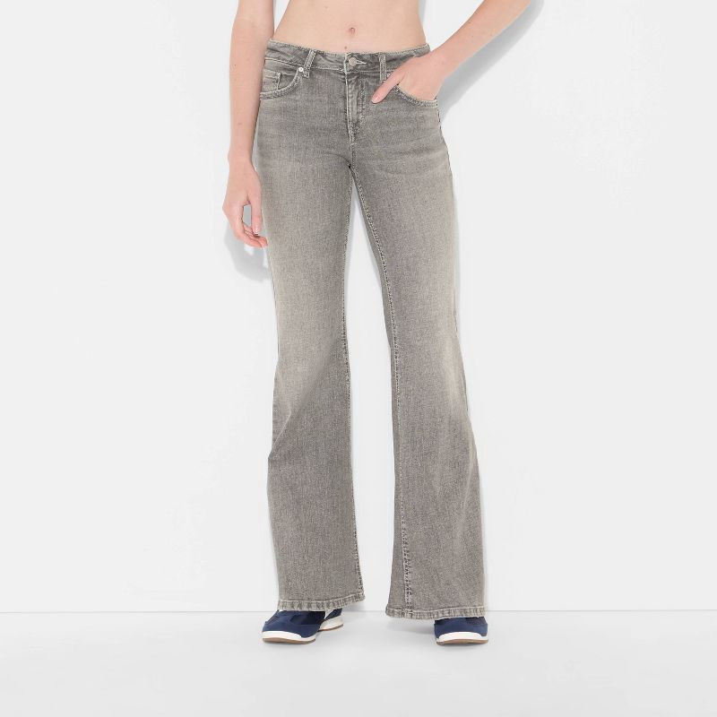 slide 2 of 3, Women's Mid-Rise Flare Jeans - Wild Fable™ Gray Wash 16, 1 ct
