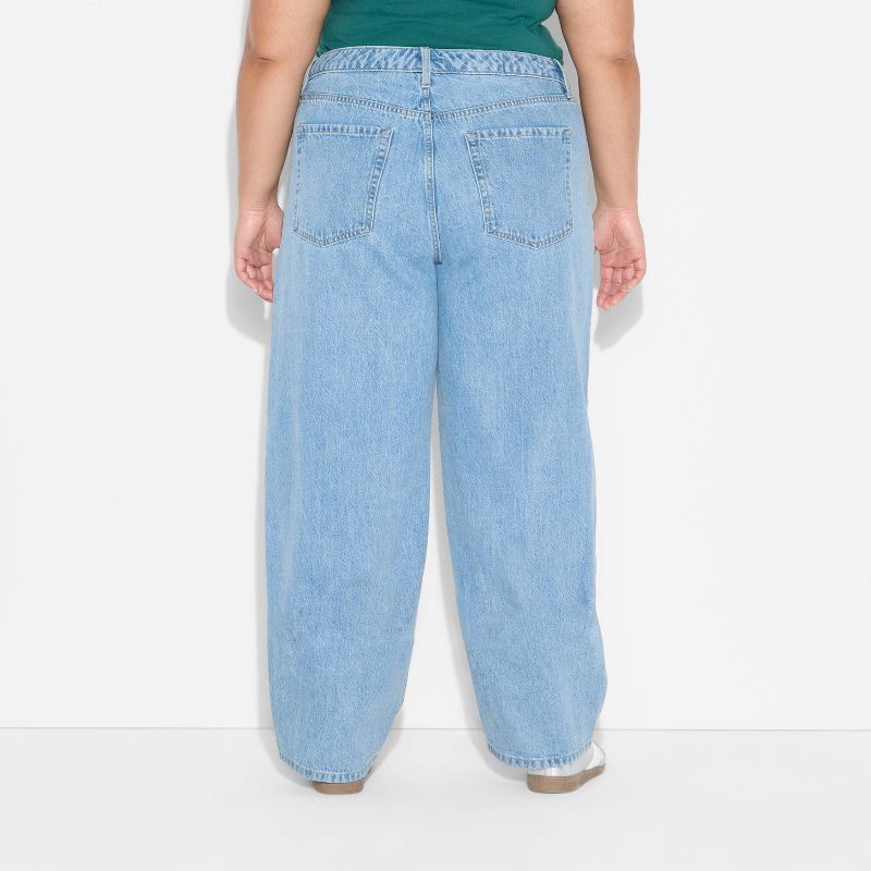 slide 3 of 3, Women's Mid-Rise Barrel Jeans - Wild Fable™ Light Wash 17, 1 ct