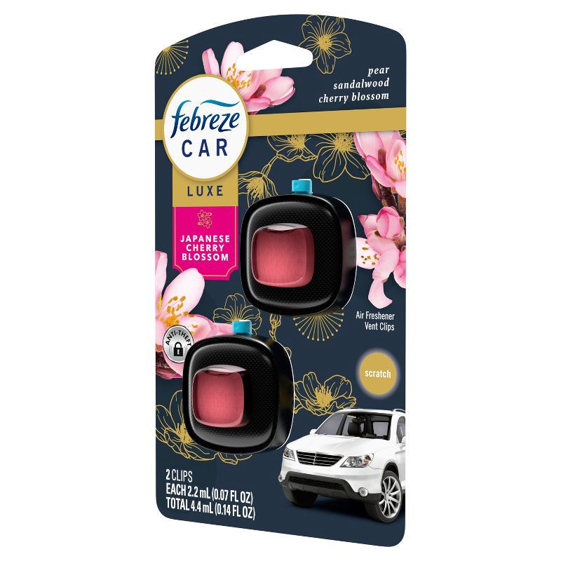 slide 11 of 13, Febreze Car Air Freshener - Japanese Cherry Blossom - 0.14 fl oz/2pk, 0.14 fl oz, 2 ct
