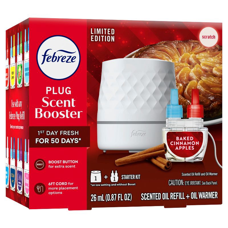 slide 12 of 15, Febreze Plug Scent Booster Air Freshener Holders - Baked Cinnamon Apple - 0.87 fl oz/2pk, 2 ct; 0.87 fl oz