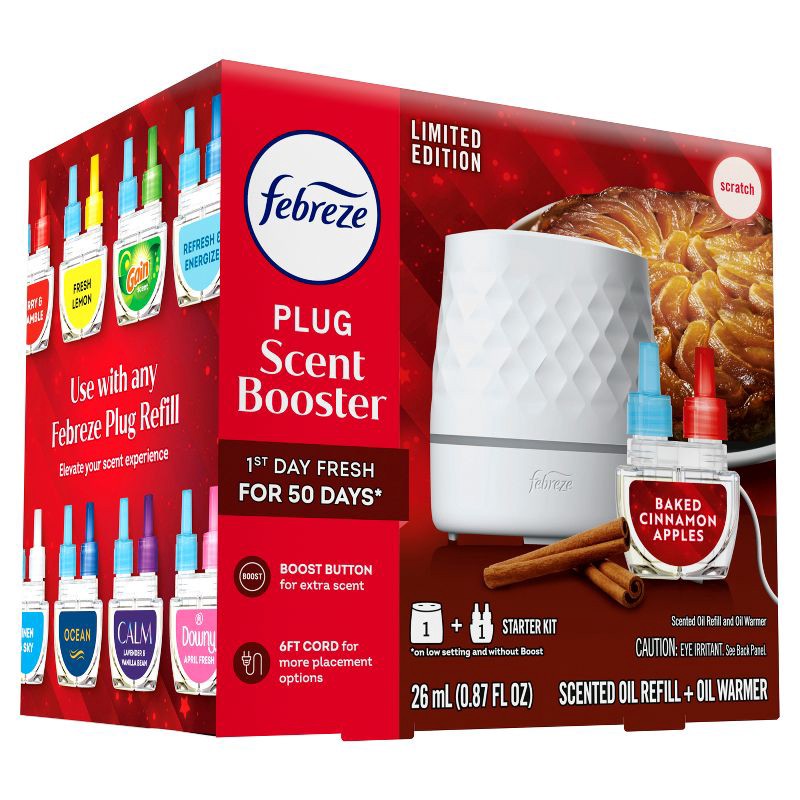 slide 14 of 15, Febreze Plug Scent Booster Air Freshener Holders - Baked Cinnamon Apple - 0.87 fl oz/2pk, 2 ct; 0.87 fl oz