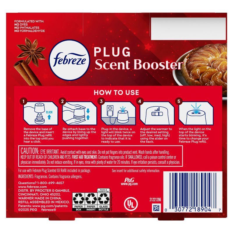 slide 15 of 15, Febreze Plug Scent Booster Air Freshener Holders - Baked Cinnamon Apple - 0.87 fl oz/2pk, 2 ct; 0.87 fl oz