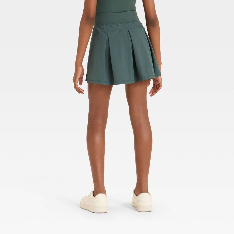 slide 2 of 3, Girls' Woven Skort - All In Motion™ Dark Green L, 1 ct