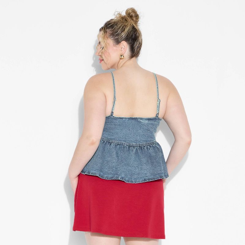 slide 3 of 3, Women's Denim Peplum Tank Top - Wild Fable™ Light Wash XXL, 1 ct