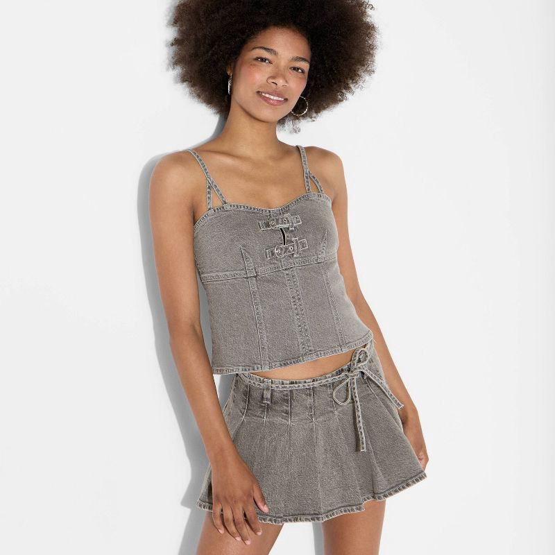 Women's Mini Denim Skirt - Wild Fable™ Gray Wash 8 1 ct | shipt
