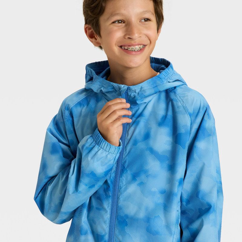 slide 3 of 3, Boys' Tie-Dye Windbreaker Jacket - All In Motion™ Blue XS, 1 ct