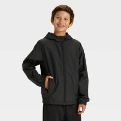 Boys' Solid Windbreaker Jacket - All In Motion™ Black XS