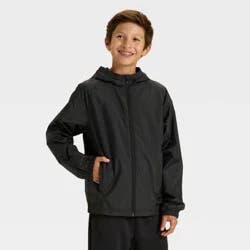 Boys' Solid Windbreaker Jacket - All In Motion™ Black XS