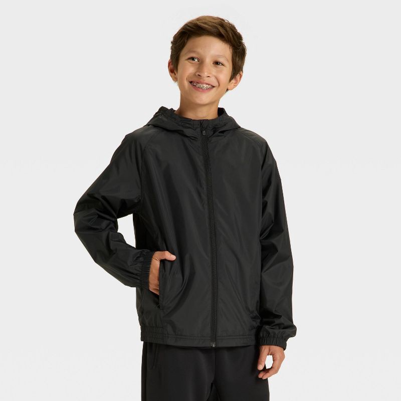 slide 1 of 3, Boys' Solid Windbreaker Jacket - All In Motion™ Black L, 1 ct