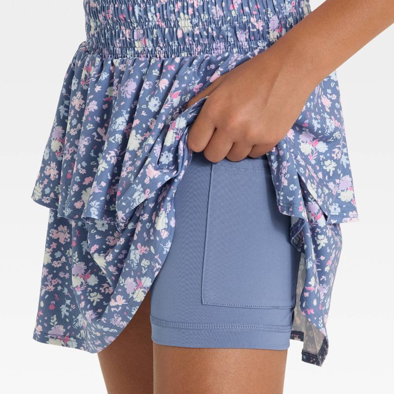 slide 3 of 3, Girls' Ruffle Skort - All In Motion™ Slate Blue L, 1 ct