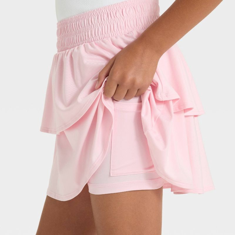 slide 3 of 3, Girls' Ruffle Skort - All In Motion™ Light Pink XL, 1 ct