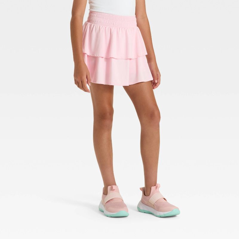 slide 1 of 3, Girls' Ruffle Skort - All In Motion™ Light Pink XL, 1 ct