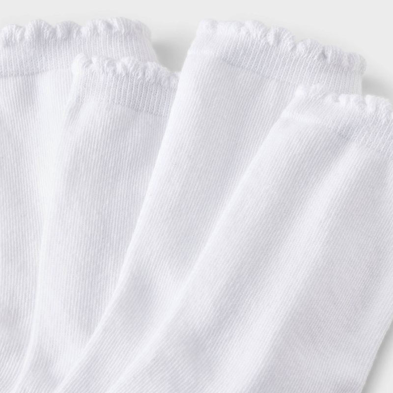 slide 3 of 3, Girls' 6pk Ruffle Crew Socks - Cat & Jack™ White S, 6 ct
