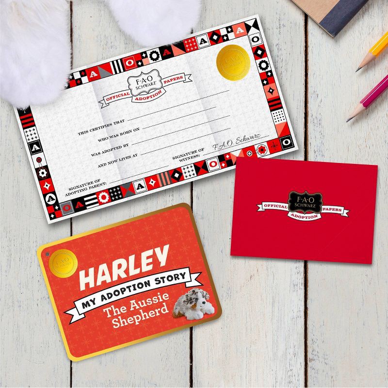 slide 3 of 7, FAO Schwarz 15" Adopt-A-Pets Plush Aussie Shepherd, 1 ct