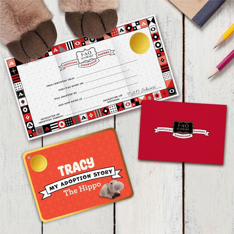 slide 3 of 7, FAO Schwarz 15" Adopt-A-Pets Plush Hippo, 1 ct