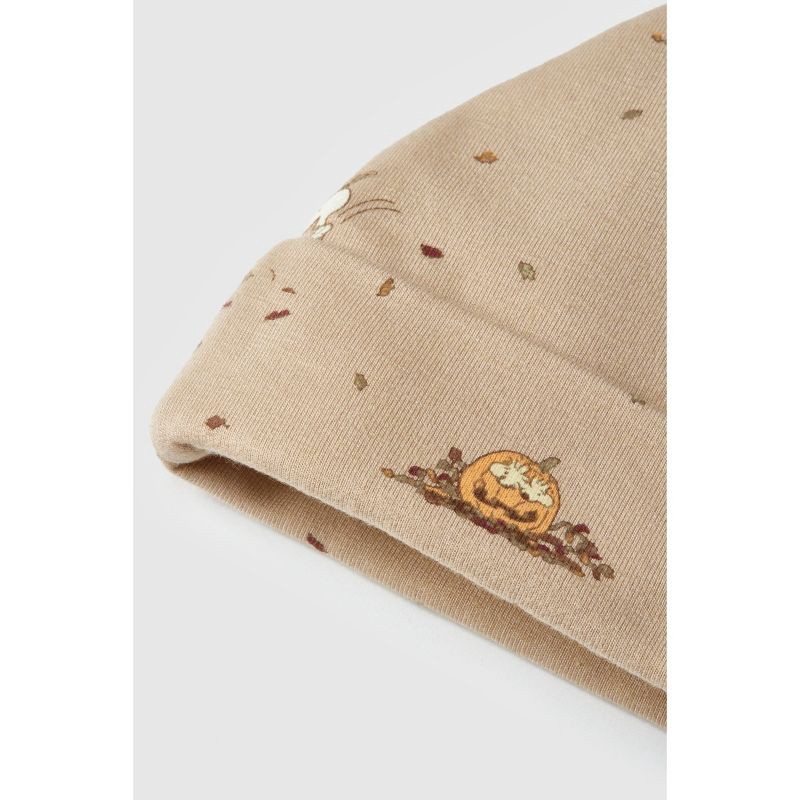 slide 9 of 11, Baby 2pk Little Snoopy Halloween Cap Set - Tan/Green 0-6M, 2 ct