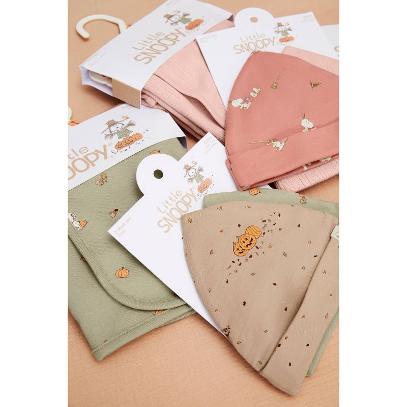 slide 7 of 11, Baby 2pk Little Snoopy Halloween Cap Set - Tan/Green 0-6M, 2 ct