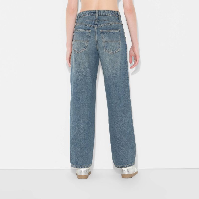 slide 3 of 3, Women's 90's Mid-Rise Relaxed Straight Jeans - Wild Fable™ Medium Wash 14, 1 ct