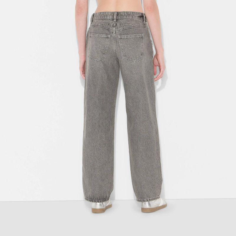 slide 3 of 3, Women's 90's Mid-Rise Relaxed Straight Jeans - Wild Fable™ Gray Wash 00, 1 ct