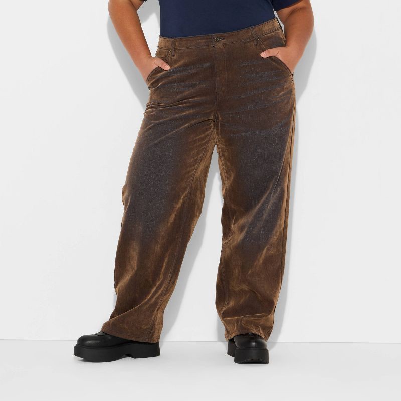 slide 2 of 3, Women's 90's Mid-Rise Relaxed Straight Jeans - Wild Fable™ Brown 17, 1 ct