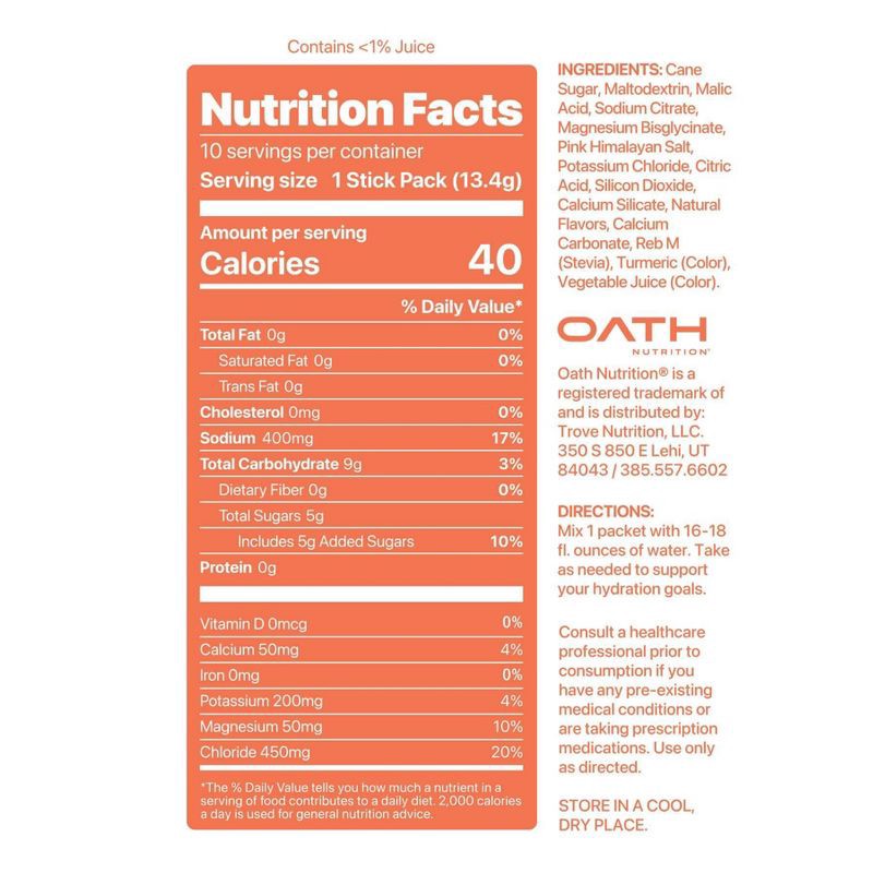 slide 5 of 5, Oath Nutrition 10pk Hydration - Peach Nectarine, 10 ct